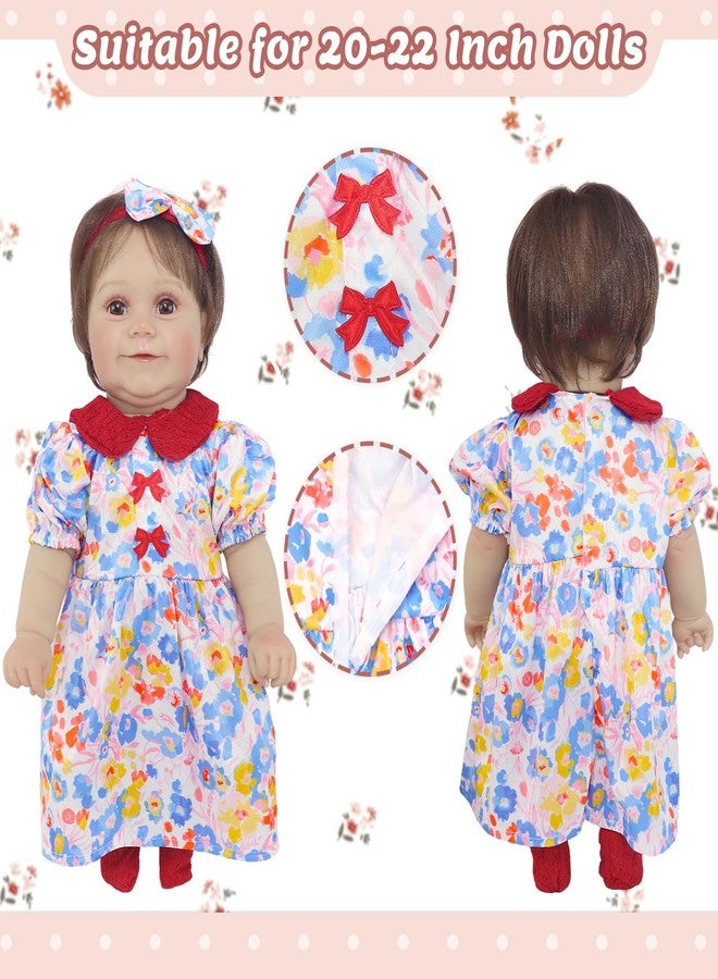 Ecore Fun 2 Set Baby Doll Clothes for 20- 22 Inch Dolls, 7 Pcs 20 Inch Dolls Clothes Accessories Dress Outfits Include Skirts, Socks, Headbands (No Doll) - Image 4