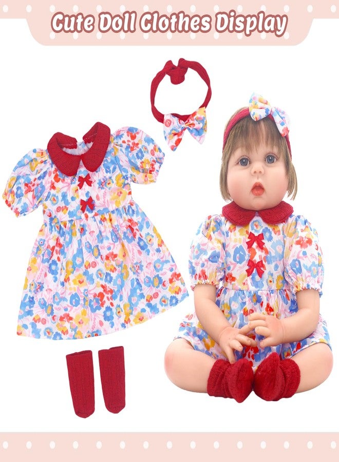 Ecore Fun 2 Set Baby Doll Clothes for 20- 22 Inch Dolls, 7 Pcs 20 Inch Dolls Clothes Accessories Dress Outfits Include Skirts, Socks, Headbands (No Doll) - Image 5