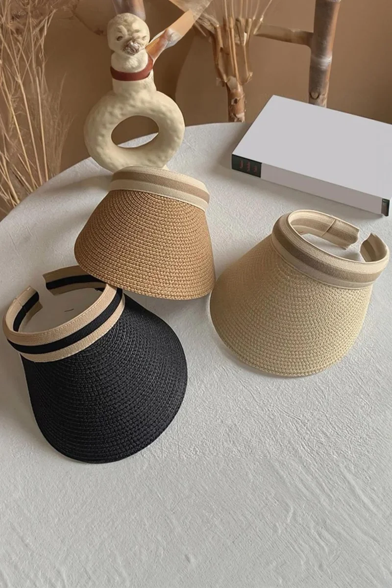 باهلس Straw Imported Luxury Beige Visor Hat Skull