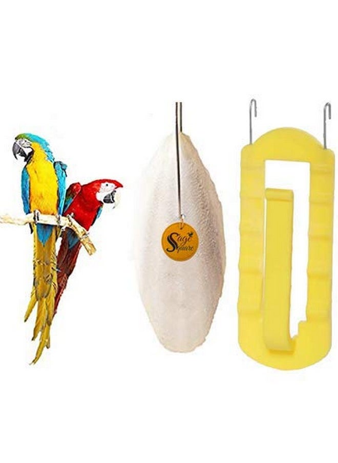 Sage Square Natural Calcium Source Cuttlebone Fish For Birds, Parrot (500Grm & Holder)  - Image 1