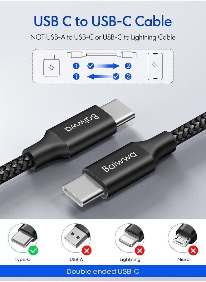 Baiwwa - USB C to USB C Cable 19ft, Baiwwa Long USB Type C to Type C Cable 60W PD Fast Charger Cord Braided Compatible with Samsung Galaxy S21 S21+ S20 FE S20 Ultra Note 20, Pixel, Pad Pro/Air, MacBook Pro/Air - Image 1