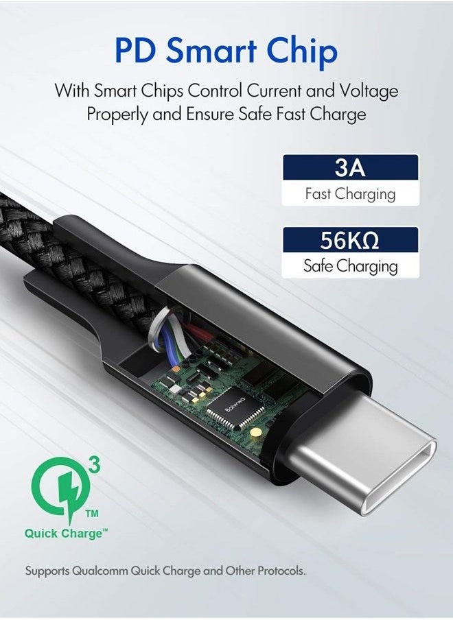 Baiwwa - USB C to USB C Cable 19ft, Baiwwa Long USB Type C to Type C Cable 60W PD Fast Charger Cord Braided Compatible with Samsung Galaxy S21 S21+ S20 FE S20 Ultra Note 20, Pixel, Pad Pro/Air, MacBook Pro/Air - Image 1