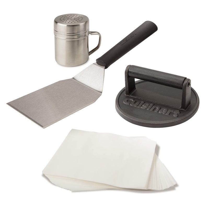 Cuisinart Smash Burger Kit, Cast Iron Press, Spatula, Seasoning Shaker and Patty Papers for Perfect Cookouts, Barbecues and Tailgates - Image 1