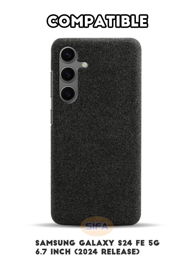 Generic - Samsung Galaxy S24 FE Case, Soft Premium Felt Cloth Phone Case for Samsung S24 FE, Slim Comfortable Waterproof and Shockproof, Fully-Wrapped Plush Fabric Cover Compatible with Samsung Galaxy S24 FE 5G 6.7 inch, Black - Image 1