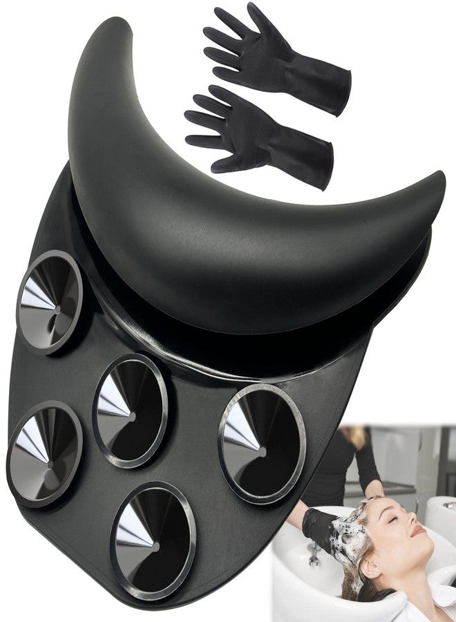 DBYANAN Shampoo Bowl Neck Rest for Sink, Silicone Neck Rest Cushion with Suction Cup, Non-Slip Hair Washing Sink Neck Support for Wash Basin with Hair Dye Gloves - Image 1