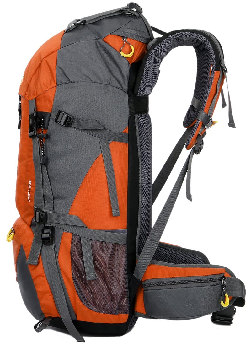 Esup 50L Camping Hiking Backpack Men with rain cover 45l+5l Lightweight Backpacking Backpack Travel Backpack (Orange) - Image 3