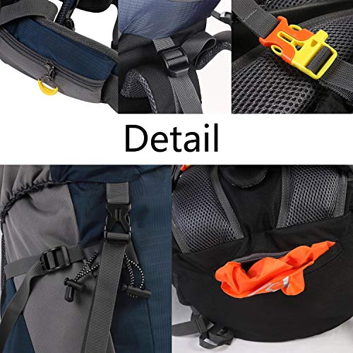 Esup 50L Camping Hiking Backpack Men with rain cover 45l+5l Lightweight Backpacking Backpack Travel Backpack (Orange) - Image 4