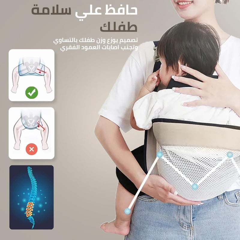شيالة كتف للاطفال الرضع الولادة حتى الصغار، شيالة لف للاطفال حديثي الولادة والاطفال الصغار، شيالة اطفال قابل للتعديل، شيالة خصر بنمط نصف ملفوف، مقاس واحد يناسب الجميع - الوان عشوائية - Image 4