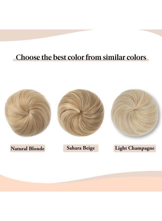 SARLA Fake Ballet Extension Bun Natural Blonde Synthetic Drawstring Hair Bun Hair Pieces for Women Girls Lady Updo Donut Chignon - Image 3