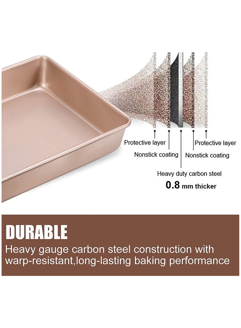 TOMSHOO Rectangle Deep Baking Pan Set,3 PCS Aluminum Cake Pan,Non Stick Baking Sheets Baking Tray Bakeware Toaster Oven Food-Safe Nonstick Coating - Image 2