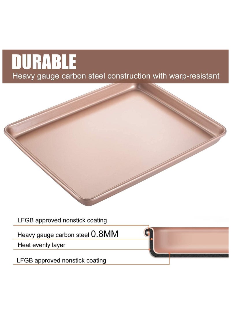 TOMSHOO Rectangle Deep Baking Pan Set,3 PCS Aluminum Cake Pan,Non Stick Baking Sheets Baking Tray Bakeware Toaster Oven Food-Safe Nonstick Coating - Image 5