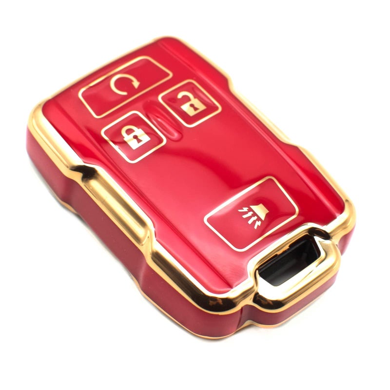 FEYOUN Key Fob Cover Compatible with Chevy Chevrolet Colorado Silverado Suburban Tahoe GMC Canyon Sierra 1500 2500 3500 HD TPU Remote Keyless Key Fob Case Protection Shell Accessories Red