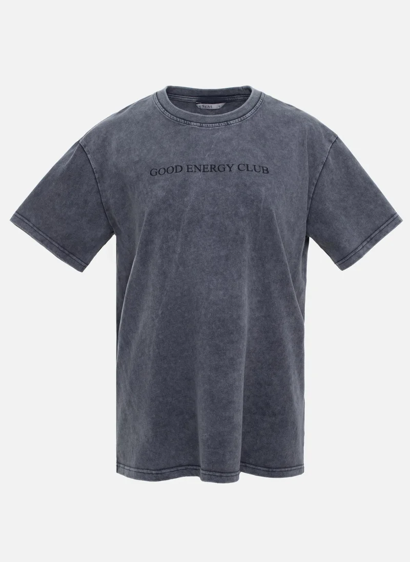 Lichi Loose T-shirt with scuffs and lettering