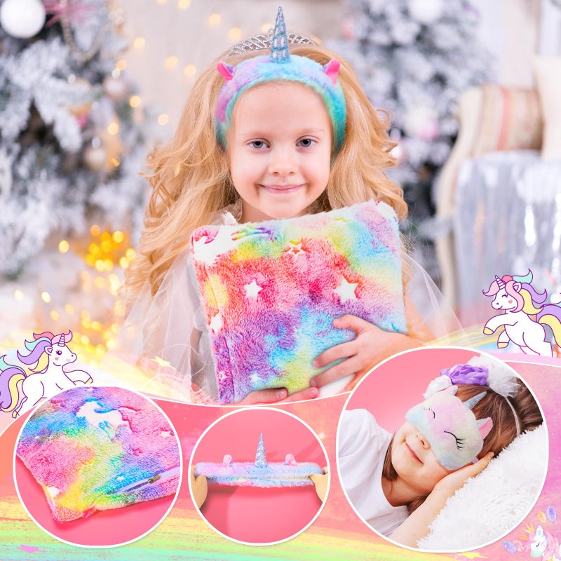 Auspicious beginning Unicorn Toys for Girls Kids Toys 5 6 7 8 9 10+ Years Old, Kids Unicorn Gifts with Glowing Blanket/ Water Bottle/ Eye Mask/Headband/Crossbody Bag/Sunglass/12PCS Birthday Gift for Girls 6-10+ - Image 4