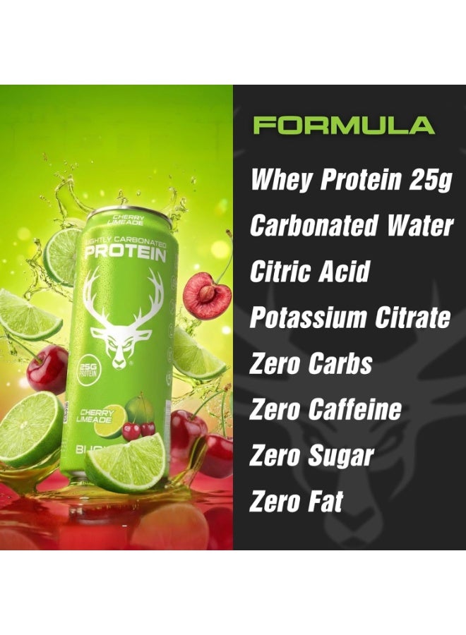 Bucked Up Lightly Carbonated Protein Soda | 25g Whey Isolate - Zero Sugar, Low Calorie, Caffeine Free, Clean Drink | Sparkling Protein Soda - 12 Pack, 16 oz Cans (Cherry Limeade) - Image 2