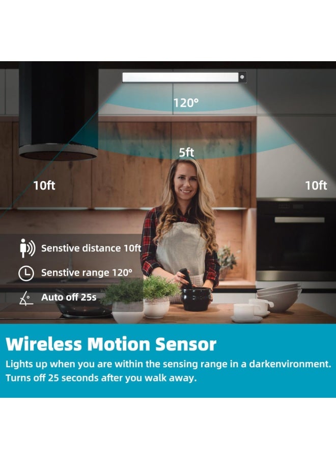 عربست مجموعة من 69 مصباح LED أسفل الخزائن - بطارية قابلة للشحن 3000 مللي أمبير، مستشعر حركة لاسلكي، مثالية للمطبخ والخزائن والإضاءة أسفل الخزائن - Image 3