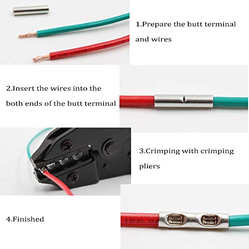 Teansic 100 Pcs Non-Insulated Butt Connectors AWG 12-10 Uninsulated Butt Connectors Electrical Wire Crimp Ferrule Terminals - Image 5
