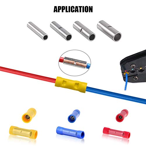 Teansic 100 Pcs Non-Insulated Butt Connectors AWG 12-10 Uninsulated Butt Connectors Electrical Wire Crimp Ferrule Terminals - Image 4