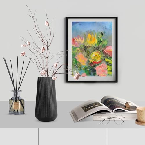 GUKJOB Matte Black Ceramic Vase, GUKJOB Small Cute Flower Vase for Pampas Grass, Home, Living Room, Dining Table, Farmhouse, Office Decor, Bedroom, Table, and Kitchen Shelf (Matte Black) - Image 2
