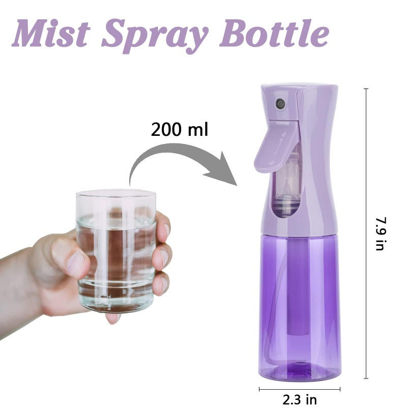 Zuhose Continuous Spray Bottle  6.8Oz /200Ml Hair Mister Spray Bottle  Mist Spray Bottle For Hair  Fine Mist Water Spray Bottle For Salons Barber  Plants  Skin Care  Cleaning(Clear Purple 1 Pack) - Image 2