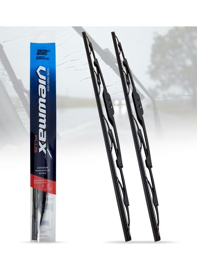Viewmax Windshield Car Wiper Blades, Powerful Performance Conventional Wiper Blades - VIEW MAX -2 Pcs- (22" 550mm)  - Image 5