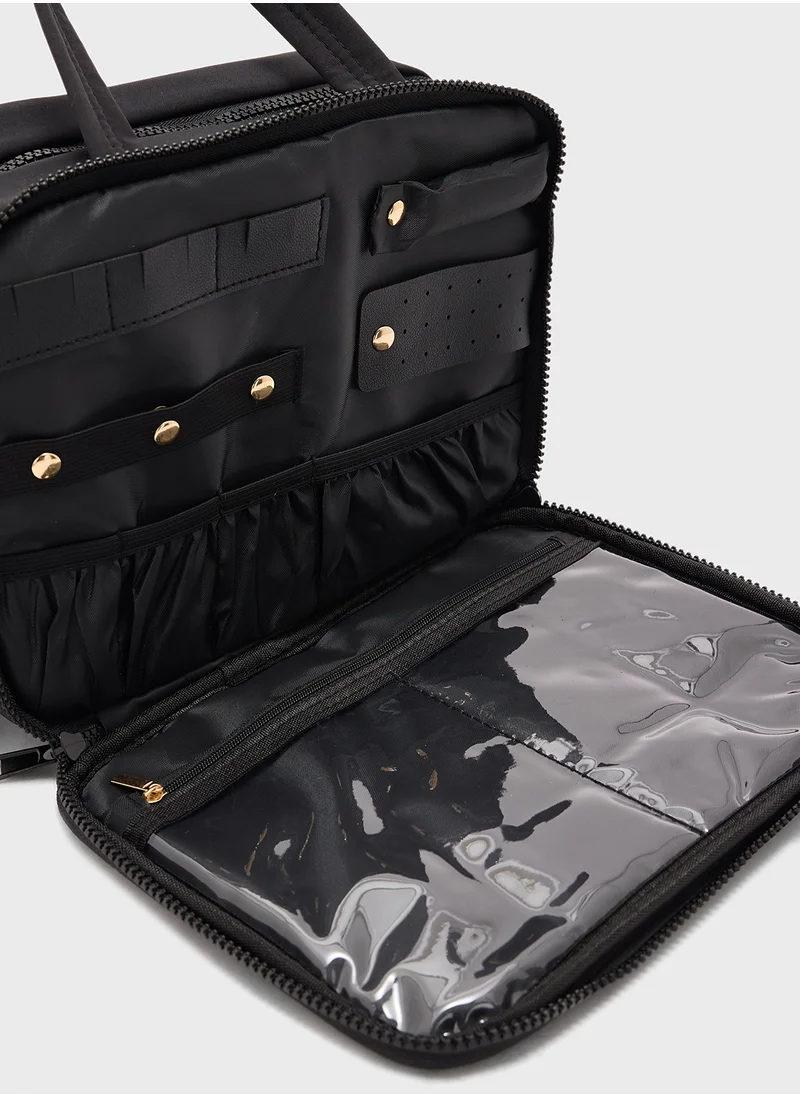 Ginger Quilted Cosmetic Bag With Multiple Compartments