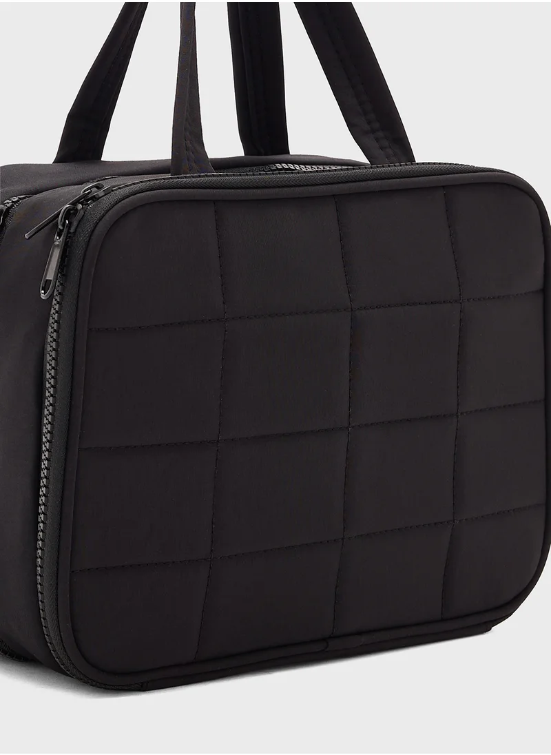 Ginger Quilted Cosmetic Bag With Multiple Compartments