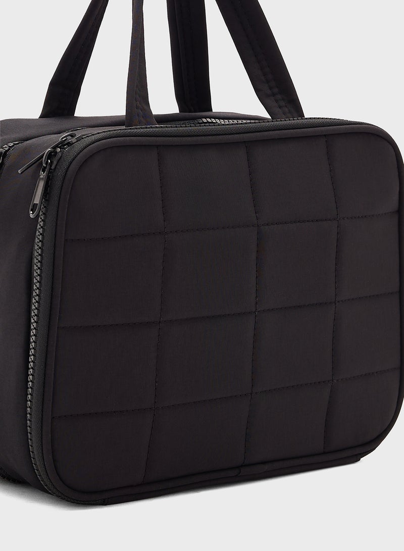 Ginger Quilted Cosmetic Bag With Multiple Compartments - Image 4