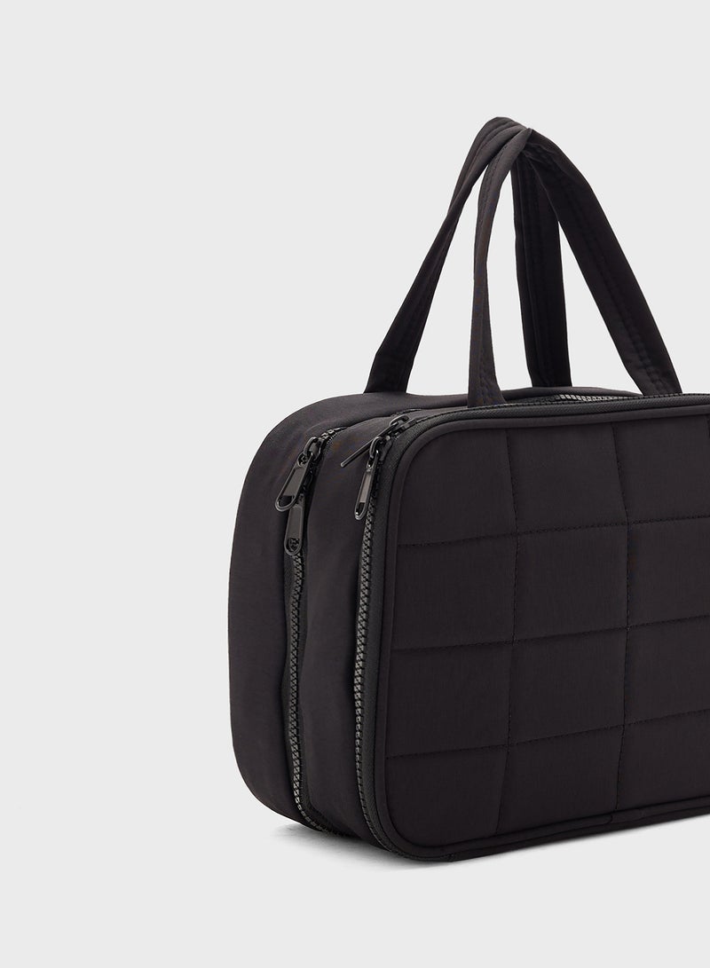 Ginger Quilted Cosmetic Bag With Multiple Compartments - Image 3