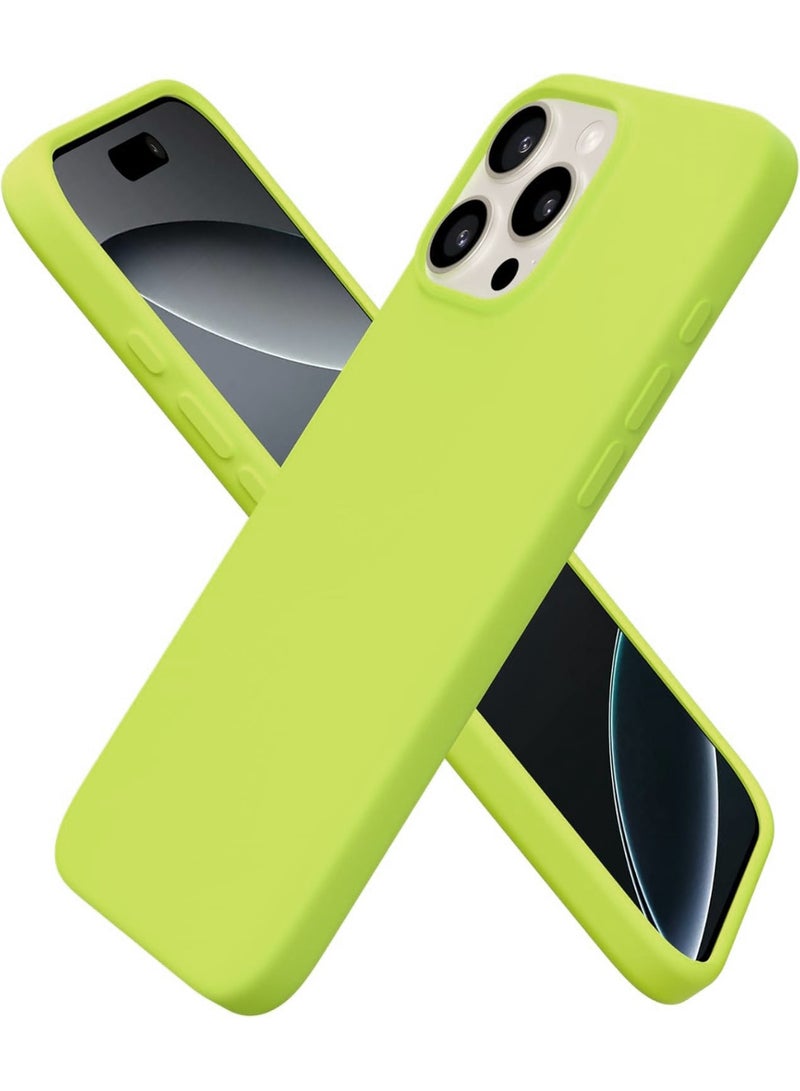 Compatible with iPhone 16 Pro Max Case 6.9 Inch Slim Liquid Silicone 4 Layers Soft Gel Rubber Shockproof Protective Phone Case with Anti Scratch Microfiber Lining (Fluorescent Green) - Image 1