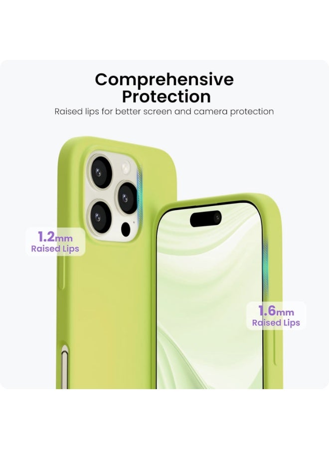 Compatible with iPhone 16 Pro Max Case 6.9 Inch Slim Liquid Silicone 4 Layers Soft Gel Rubber Shockproof Protective Phone Case with Anti Scratch Microfiber Lining (Fluorescent Green) - Image 3