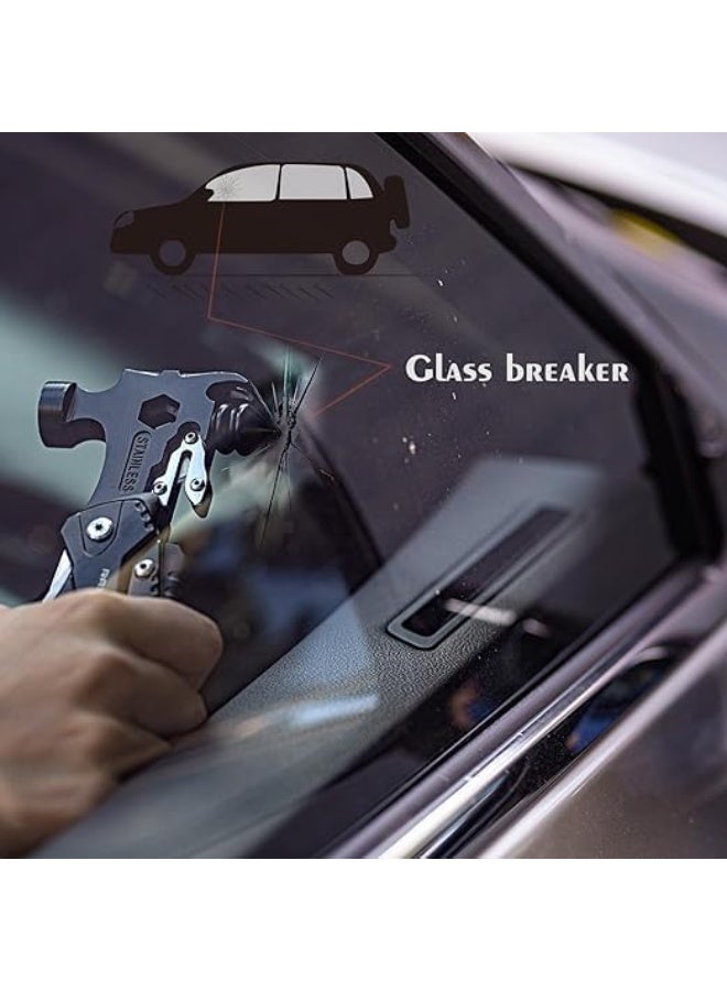 Soofam Hammer Multitool 15 in 1 Mini Hammer Camping with Pocket Clip & Cut Resistant Gloves, Father Day Husband Boyfriend Multitool Gift for Men(6.412.831inch) - Image 3