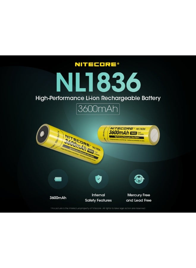 NITECORE Nitecore High-performance Li-ion Rechargable Battery - Nl1836 - Image 3