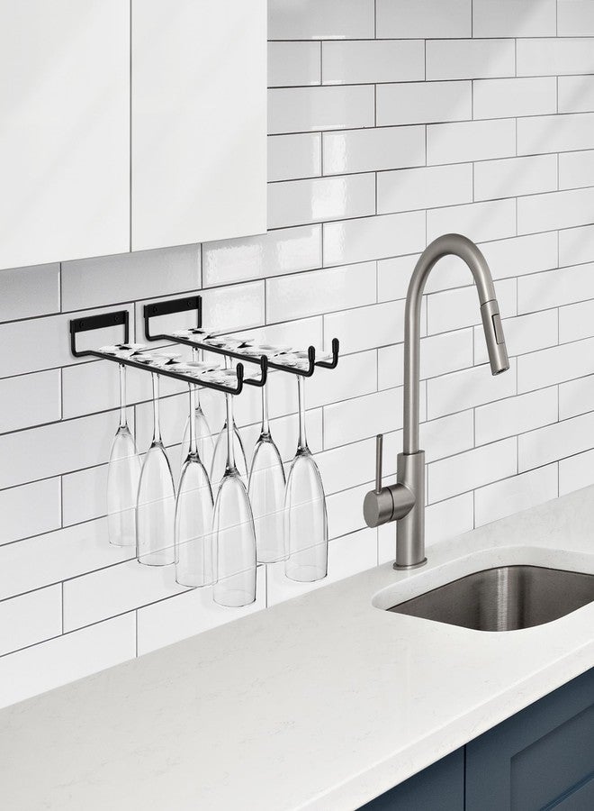 Sorbus Wine Glass Holder - 12 Inch Wall Mounted Wine Glass Rack for Under Cabinet Organization and Storage - Kitchen Shelves for Home Bar Holds Up to 4 Stemware Wine Glasses Each, 16 Total (4 Pack) - Image 5