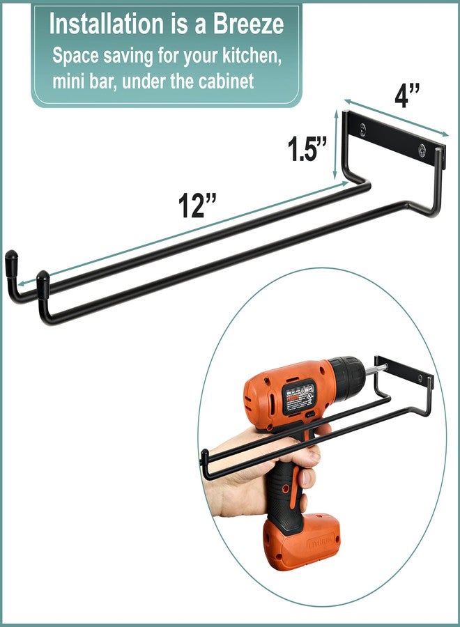 Sorbus Wine Glass Holder - 12 Inch Wall Mounted Wine Glass Rack for Under Cabinet Organization and Storage - Kitchen Shelves for Home Bar Holds Up to 4 Stemware Wine Glasses Each, 16 Total (4 Pack) - Image 2