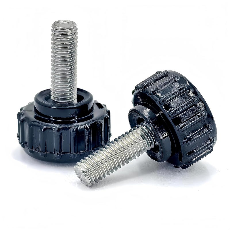 heyday M5x14mm 304 Stainless Steel Threaded Knurled Thumbscrew Screw on Knobs Grips Black Round Clamping Screw, Black(20 Pcs) - Image 1