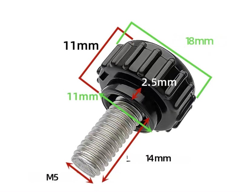 heyday M5x14mm 304 Stainless Steel Threaded Knurled Thumbscrew Screw on Knobs Grips Black Round Clamping Screw, Black(20 Pcs) - Image 2