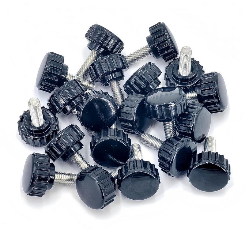heyday M5x14mm 304 Stainless Steel Threaded Knurled Thumbscrew Screw on Knobs Grips Black Round Clamping Screw, Black(20 Pcs) - Image 4