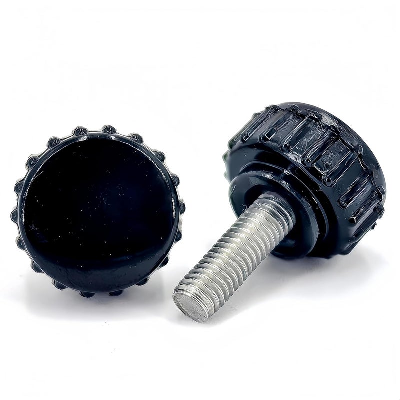 heyday M5x14mm 304 Stainless Steel Threaded Knurled Thumbscrew Screw on Knobs Grips Black Round Clamping Screw, Black(20 Pcs) - Image 3