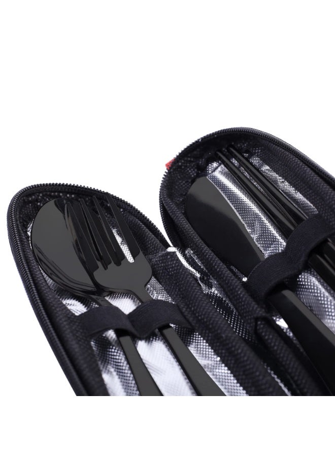 Portable Four-Piece Cutlery Set: Knife, Fork, Spoon and Chopsticks Travel and Camping Tableware - Image 3