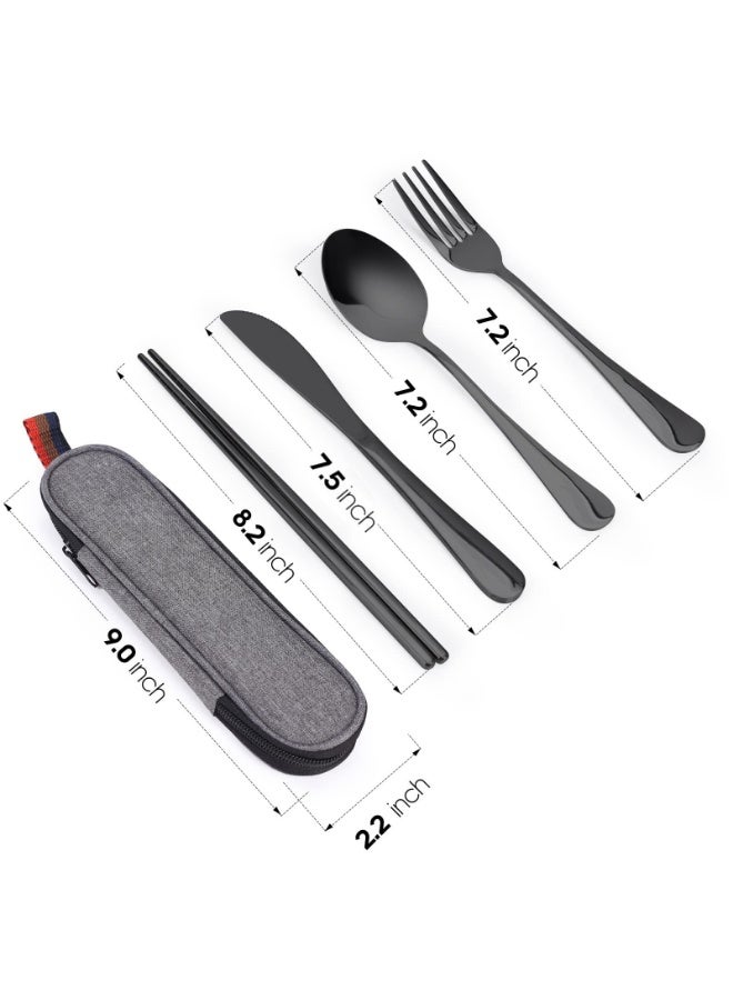 Portable Four-Piece Cutlery Set: Knife, Fork, Spoon and Chopsticks Travel and Camping Tableware - Image 4