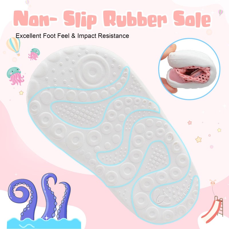BARERUN Baby Sandals Toddler Kids Infant Boys Girls Water Shoes Aqua Socks Soft Baby Water Shoes Boys Baby Boy Water Shoe Pink Infant Size 12-18 Months - Image 5