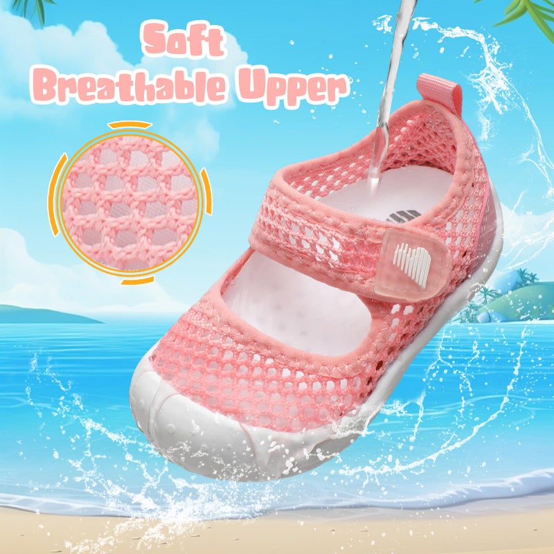 BARERUN Baby Sandals Toddler Kids Infant Boys Girls Water Shoes Aqua Socks Soft Baby Water Shoes Boys Baby Boy Water Shoe Pink Infant Size 12-18 Months - Image 3