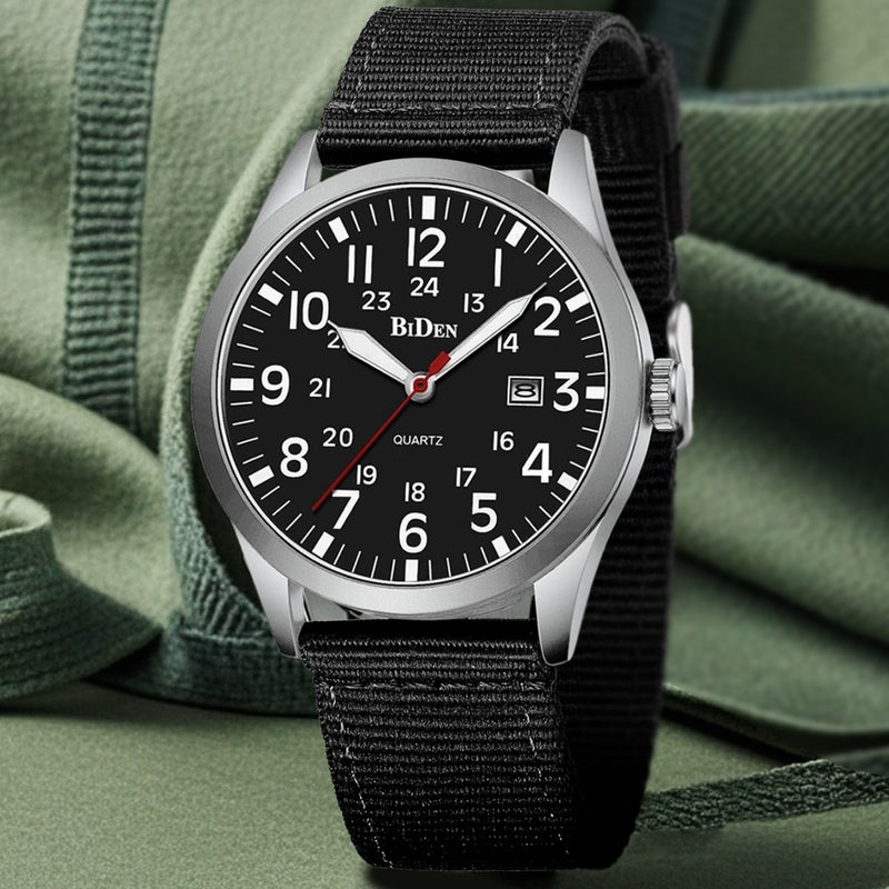 BIDEN Men's Sports Quartz Watch Water Resistant Nylon Strap - Image 1