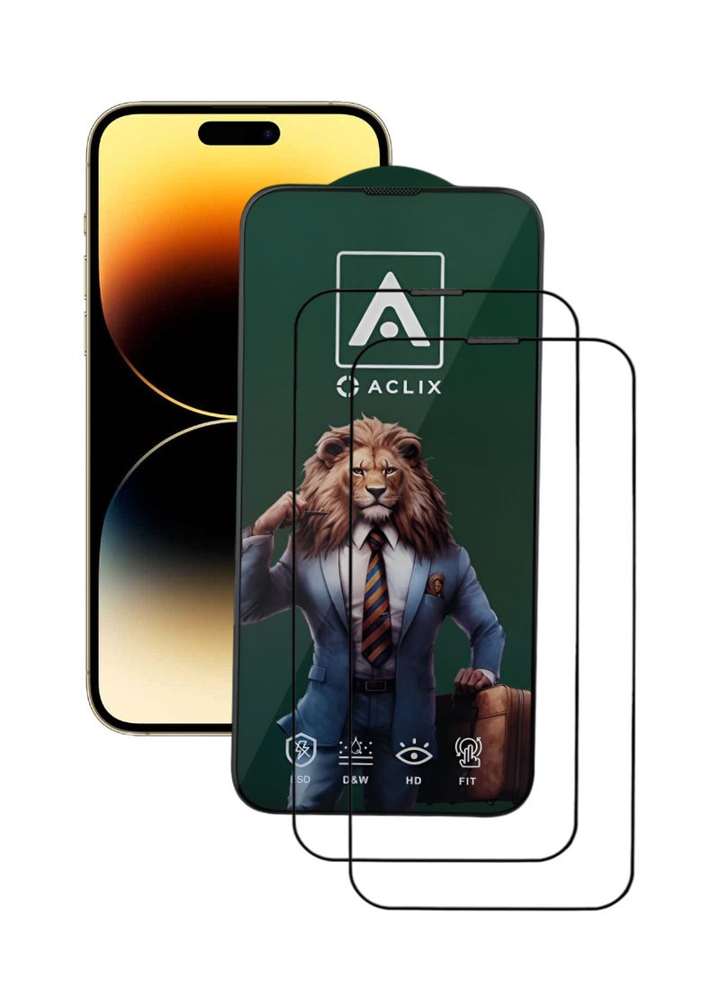 ACLIX 2 Pieces Antistatic ESD Dustproof Premium Quality High Definition Tempered Glass Screen Protector Designed For  iPhone 14 Pro Max - Image 1