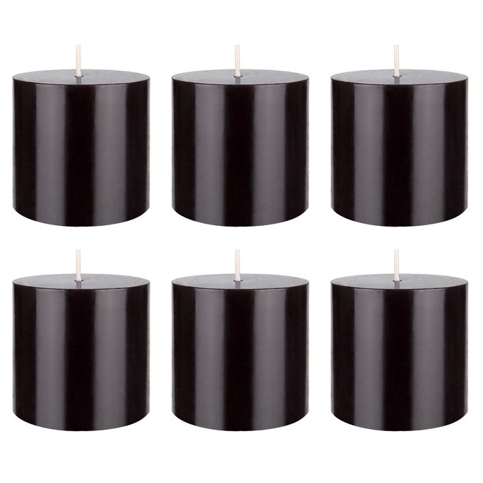 6 pcs Unscented Solid Black Pillar Candles Hand Poured Premium Wax Candle 3 Inch x 3 Inch Home Dcor Spas Weddings Occasions Party Centerpieces Holidays Vigils Prayers