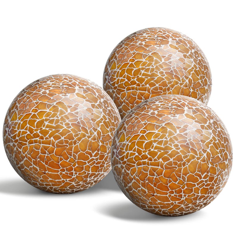 Meiwlong 3 PCS 335inch Decorative Glass Orbs Mosaic Sphere Balls Bowls Vases Tray Solid Gradients Centerpieces Christmas Crack Festival Living Room Wedding Party