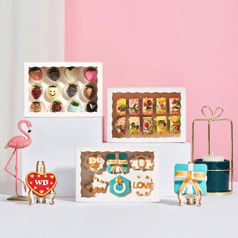 SLShePack 4PCS 10 x 7 x 2.5 inches Cookies Bakery Boxes with Window Cakesicle Chocolate Bomb,Macaron Boxes,Clear Chocolate Covered Strawberries Boxes Pretzel Rods Boxes - Image 4