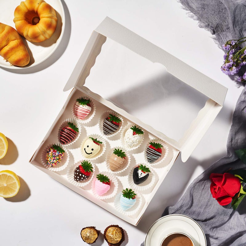 SLShePack 4PCS 10 x 7 x 2.5 inches Cookies Bakery Boxes with Window Cakesicle Chocolate Bomb,Macaron Boxes,Clear Chocolate Covered Strawberries Boxes Pretzel Rods Boxes - Image 5