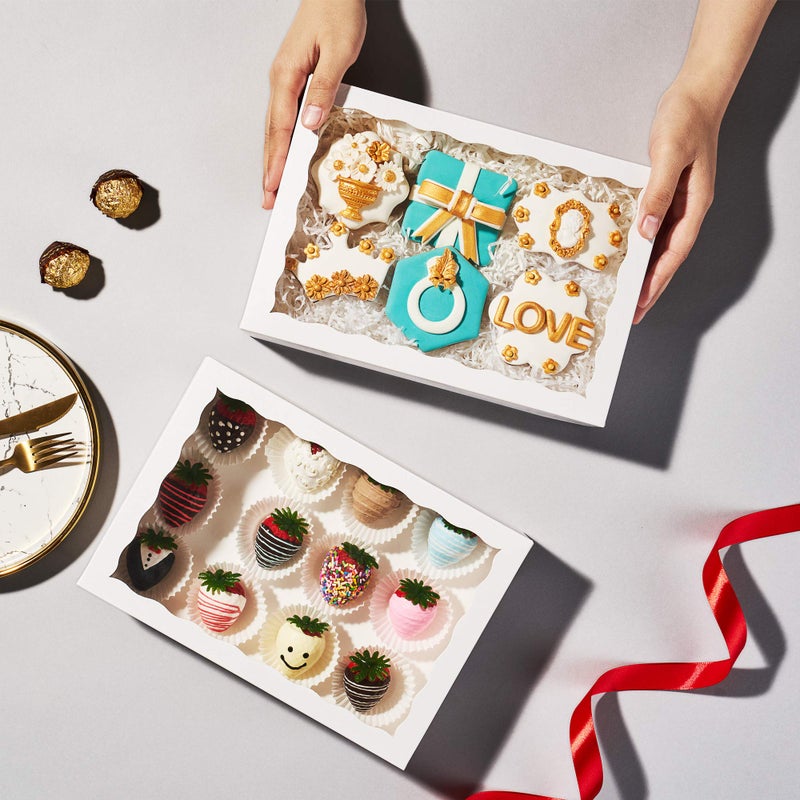 SLShePack 4PCS 10 x 7 x 2.5 inches Cookies Bakery Boxes with Window Cakesicle Chocolate Bomb,Macaron Boxes,Clear Chocolate Covered Strawberries Boxes Pretzel Rods Boxes - Image 3